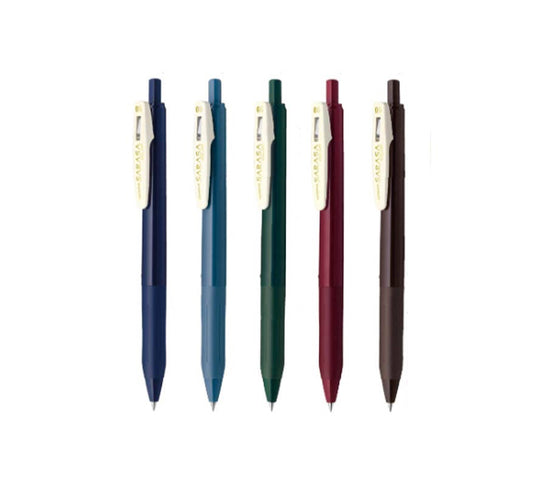 Set of five Zebra pens in different colors on a white background with Zebra branding.